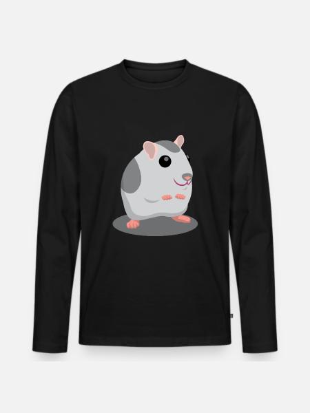 Nette graue Hamster-Karikatur - Männer Premium Bio Langarmshirt - Schwarz