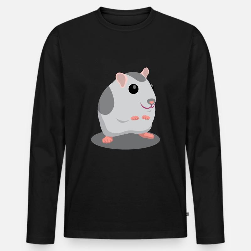 Nette graue Hamster-Karikatur - Männer Premium Bio Langarmshirt - Schwarz