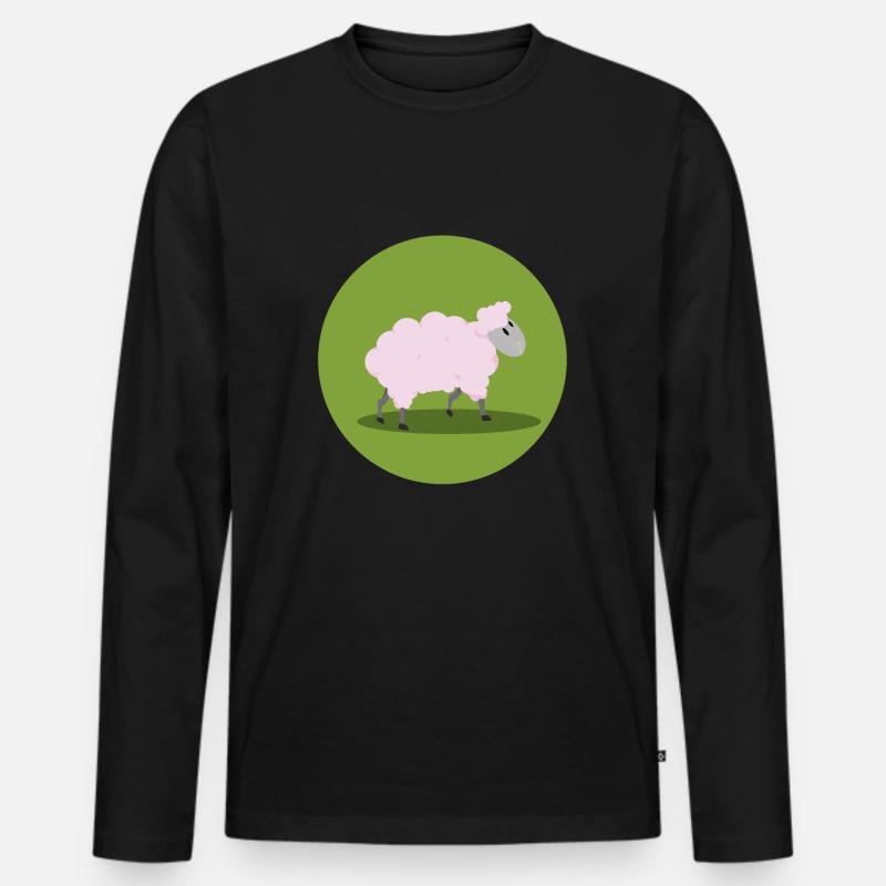 Netter Schaf-Karikatur - Männer Premium Bio Langarmshirt - Schwarz