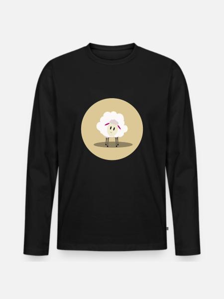 Sheep T-Shirt Front View - Men's Premium Organic Long Sleeve Shirt - black