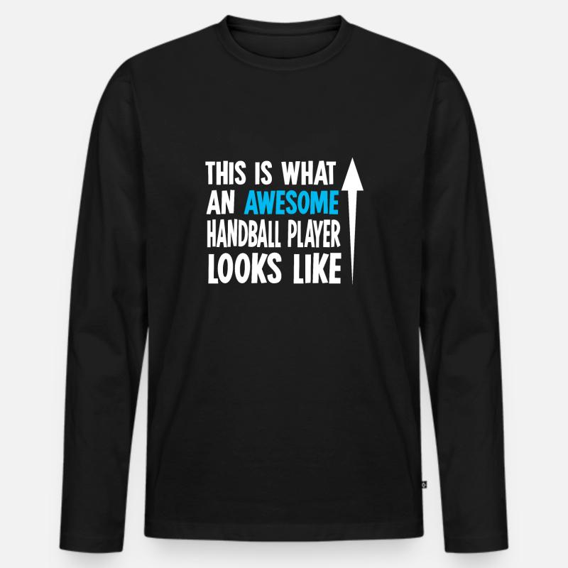 Handball - Männer Premium Bio Langarmshirt - Schwarz