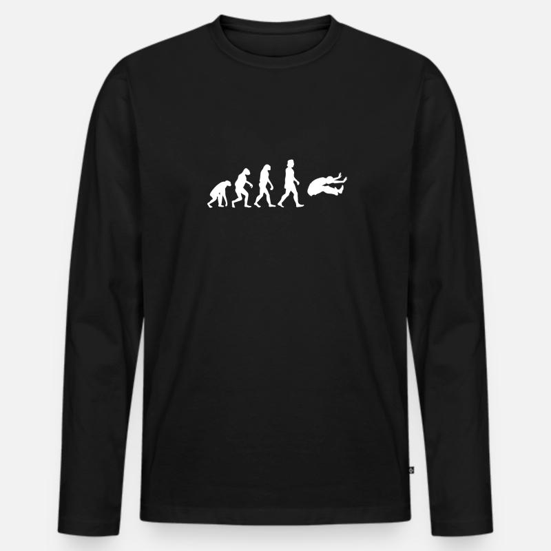 Weitsprung Evolution - Männer Premium Bio Langarmshirt - Schwarz