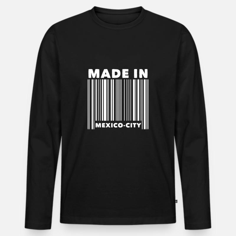 Code à barres de Mexico - T-shirt manches longues Premium bio Homme - noir