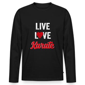 Karate - Männer Premium Bio Langarmshirt - Schwarz - Vorne - Nico (187cm)