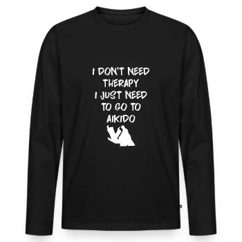 Aikido - Männer Premium Bio Langarmshirt - Schwarz - Vorne - Nico (187cm)