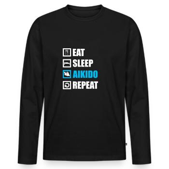 Aikido - Männer Premium Bio Langarmshirt - Schwarz - Vorne - Nico (187cm)