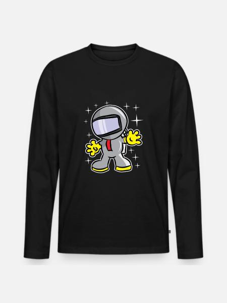 Kühlen funkelnden Astronauten - Männer Premium Bio Langarmshirt - Schwarz