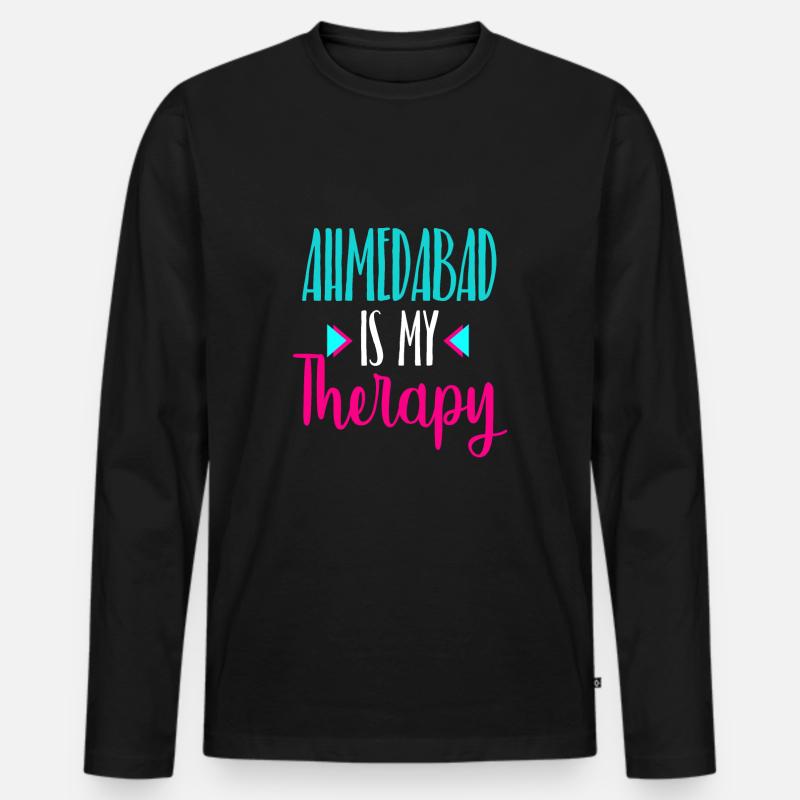 Ahmedabad - Männer Premium Bio Langarmshirt - Schwarz