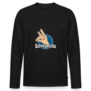 Schweigefuchs Sprüche für Lehrer und Lehrerinnen - Männer Premium Bio Langarmshirt - Schwarz - Vorne - Nico (187cm)