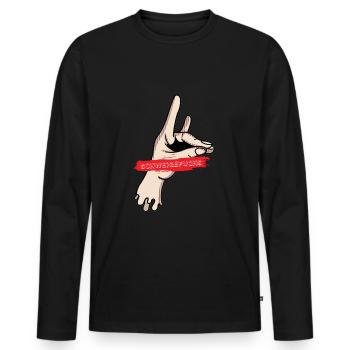 Schweigefuchs Lehrer Sprüche für Lehrerinnen - Männer Premium Bio Langarmshirt - Schwarz - Vorne - Nico (187cm)