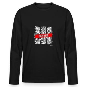 Servus - cooles Design für Bayern und Österreicher - Männer Premium Bio Langarmshirt - Schwarz - Vorne - Nico (187cm)