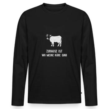Zuhause ist wo meine Kühe sind - Kuh Shirt - Männer Premium Bio Langarmshirt - Schwarz - Vorne - Nico (187cm)