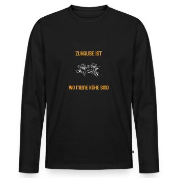 Zuhause ist wo meine Kühe sind - Kuh Shirt - Männer Premium Bio Langarmshirt - Schwarz - Vorne - Nico (187cm)