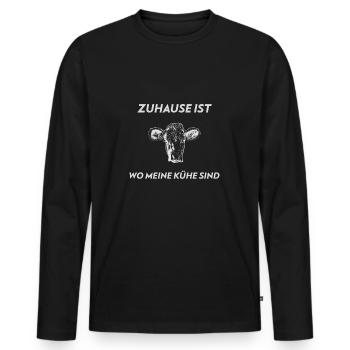 Zuhause ist wo meine Kühe sind - Kuh Shirt - Männer Premium Bio Langarmshirt - Schwarz - Vorne - Nico (187cm)