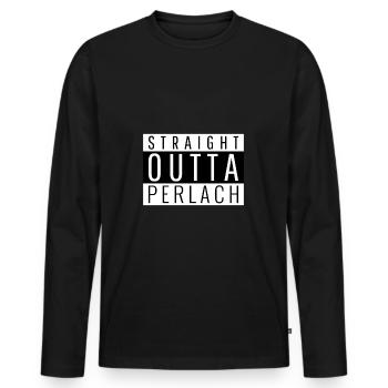 Straight Outta Perlach - Funny Bavarian - Men's Premium Organic Long Sleeve Shirt - black - Front - Nico (187cm)
