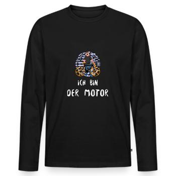 Ich bin der Motor - Lustiger Fahrrad Spruch - Männer Premium Bio Langarmshirt - Schwarz - Vorne - Nico (187cm)
