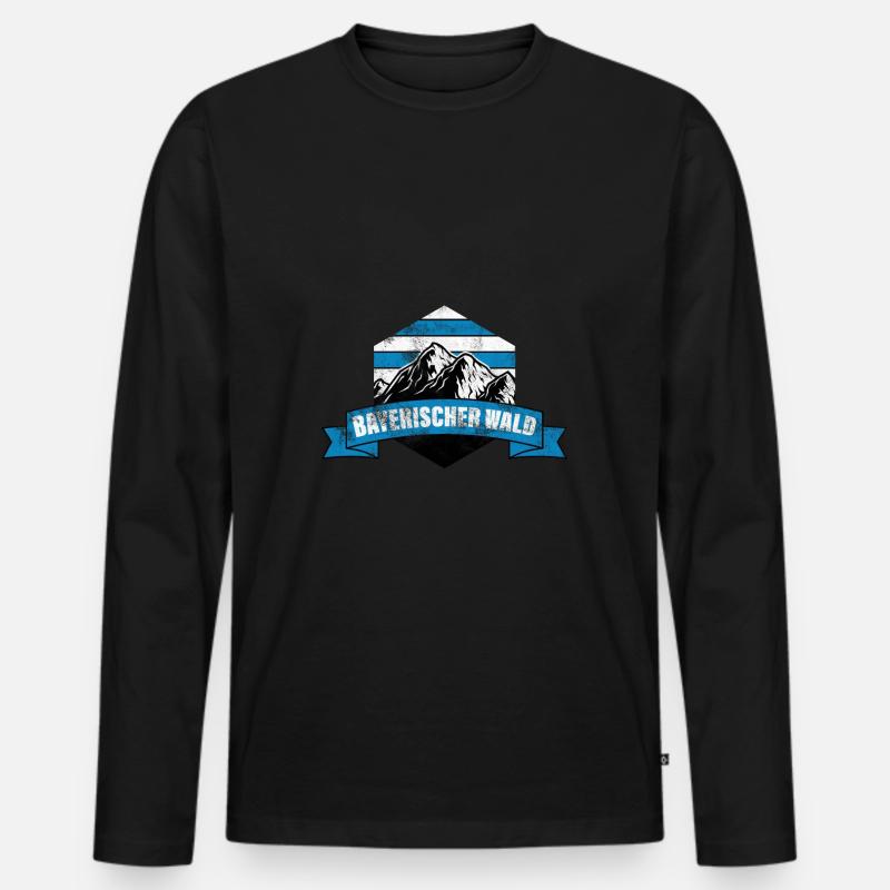 Bayerischer Wald - Lustig bayerisch - Männer Premium Bio Langarmshirt - Schwarz