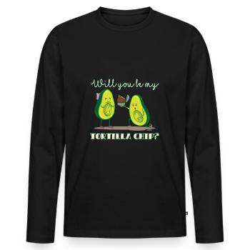 Serez-vous ma puce tortilla - application - T-shirt manches longues Premium bio Homme - noir - Devant - Nico (187cm)