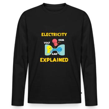 Electricity Explained | für Elektroniker - Männer Premium Bio Langarmshirt - Schwarz - Vorne - Nico (187cm)