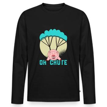 Piglet piglet likes to fly parachute - Men's Premium Organic Long Sleeve Shirt - black - Front - Nico (187cm)