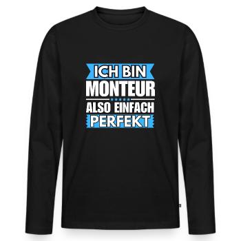Einfach ein Perfekter Monteur - Männer Premium Bio Langarmshirt - Schwarz - Vorne - Nico (187cm)