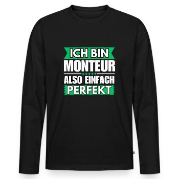 Einfach ein Perfekter Monteur - Männer Premium Bio Langarmshirt - Schwarz - Vorne - Nico (187cm)