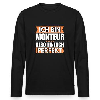Einfach ein Perfekter Monteur - Männer Premium Bio Langarmshirt - Schwarz - Vorne - Nico (187cm)