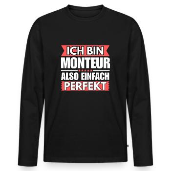 Einfach ein Perfekter Monteur - Männer Premium Bio Langarmshirt - Schwarz - Vorne - Nico (187cm)