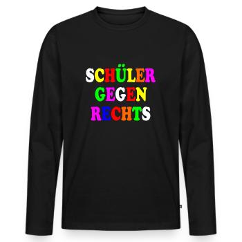 Schüler gegen rechts - Männer Premium Bio Langarmshirt - Schwarz - Vorne - Nico (187cm)