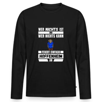 Anti Hoffenheim T-Shirt Ultras Frankfurt Sticker - Männer Premium Bio Langarmshirt - Schwarz - Vorne - Nico (187cm)