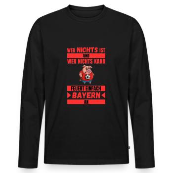 Anti Bayern T-Shirt Ultras Frankfurt T-Shirt - Männer Premium Bio Langarmshirt - Schwarz - Vorne - Nico (187cm)