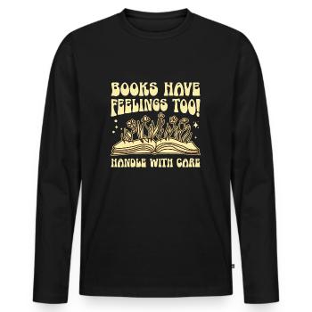 Commis de bibliothèque Drôle Assistant de bibliothèque - T-shirt manches longues Premium bio Homme - noir - Devant - Nico (187cm)