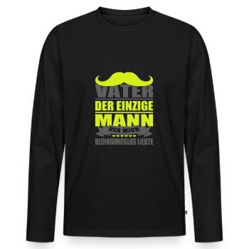 Vater der einzige Mann der mich bedingungslos - Männer Premium Bio Langarmshirt - Schwarz - Vorne - Nico (187cm)