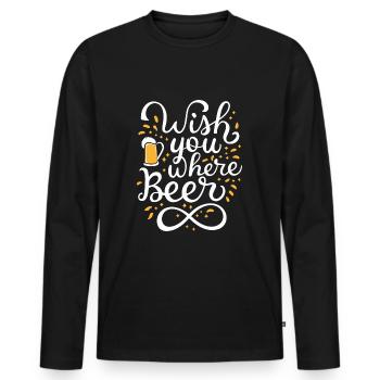 Je vous souhaite où Beer Beer Drinkers Beer Lovers - T-shirt manches longues Premium bio Homme - noir - Devant - Nico (187cm)
