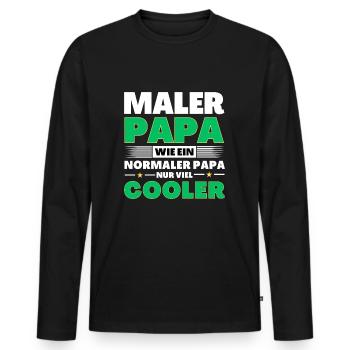 Maler Papa wie ein normaler nur viel cooler - Männer Premium Bio Langarmshirt - Schwarz - Vorne - Nico (187cm)