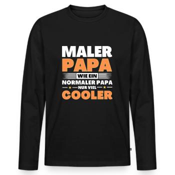Maler Papa wie ein normaler nur viel cooler - Männer Premium Bio Langarmshirt - Schwarz - Vorne - Nico (187cm)