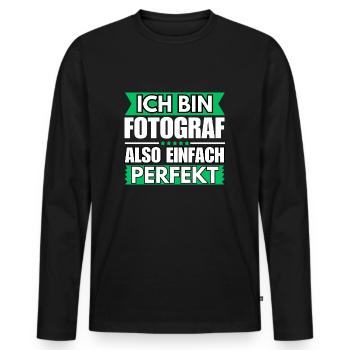 Einfach ein Perfekter Fotograf - Männer Premium Bio Langarmshirt - Schwarz - Vorne - Nico (187cm)