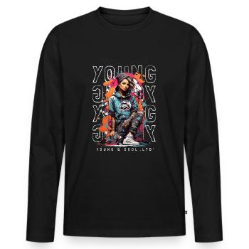 Tattoo Girl - Cool Girl Woman Tattoo - Men's Premium Organic Long Sleeve Shirt - black - Front - Nico (187cm)