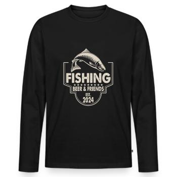 Fishing Beer & Friends Angeln Fischen Spruch - Männer Premium Bio Langarmshirt - Schwarz - Vorne - Nico (187cm)