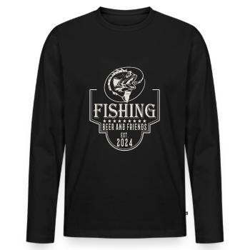 Fishing Beer and Friends Angeln Fischen Sprüche - Männer Premium Bio Langarmshirt - Schwarz - Vorne - Nico (187cm)