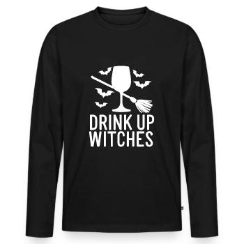 Halloween Witches Saying Drink Up Witches - Men's Premium Organic Long Sleeve Shirt - black - Front - Nico (187cm)