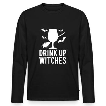 Halloween Witches Saying Drink Up Witches - Men's Premium Organic Long Sleeve Shirt - black - Front - Nico (187cm)