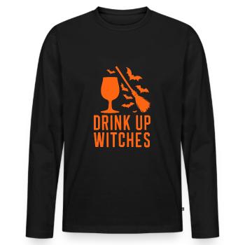 Halloween Witches' Broom Toast Drink Up Witches - Men's Premium Organic Long Sleeve Shirt - black - Front - Nico (187cm)