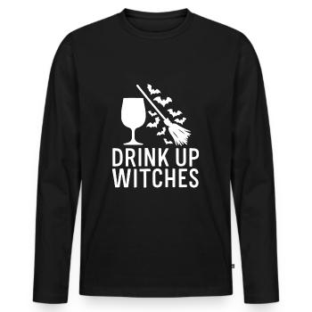 Halloween Witches' Broom Toast Drink Up Witches - Men's Premium Organic Long Sleeve Shirt - black - Front - Nico (187cm)