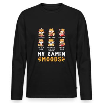 Ramen Lover Shiba Inu Chien Nouilles Japonaises - T-shirt manches longues Premium bio Homme - noir - Devant - Nico (187cm)