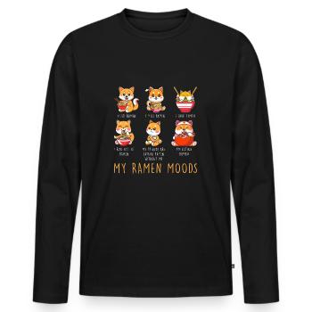 Ramen Lover Shiba Inu Chien Nouilles Japonaises - T-shirt manches longues Premium bio Homme - noir - Devant - Nico (187cm)