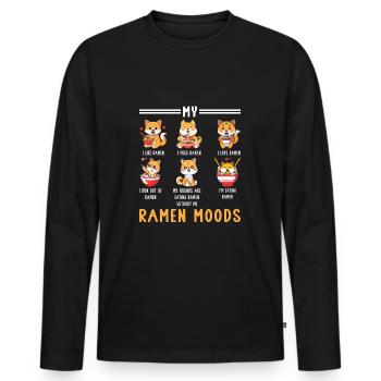Ramen Lover Shiba Inu Chien Nouilles Japonaises - T-shirt manches longues Premium bio Homme - noir - Devant - Nico (187cm)