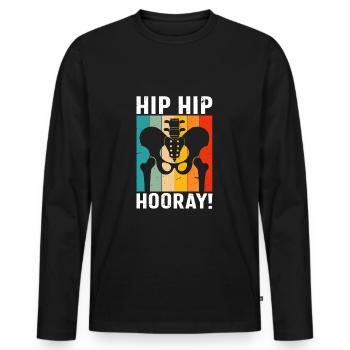 Hanche Hanche Hourra Remplacement de la hanche Thérapie physique amusante - T-shirt manches longues Premium bio Homme - noir - Devant - Nico (187cm)