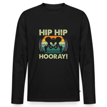 Hanche Hanche Hourra Remplacement de la hanche Thérapie physique amusante - T-shirt manches longues Premium bio Homme - noir - Devant - Nico (187cm)