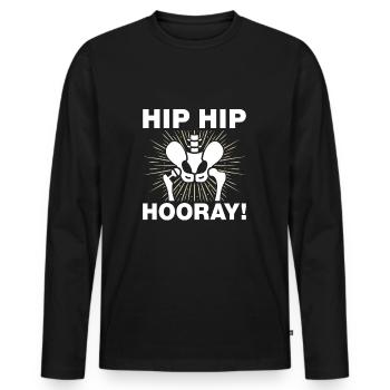 Hanche Hanche Hourra Remplacement de la hanche Thérapie physique amusante - T-shirt manches longues Premium bio Homme - noir - Devant - Nico (187cm)